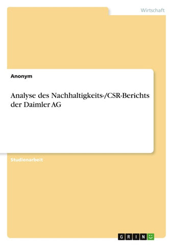 Analyse des Nachhaltigkeits-/CSR-Berichts der Daimler AG