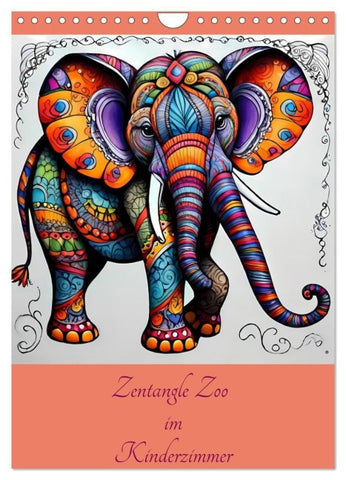 Zentangle Zoo im Kinderzimmer (Wandkalender 2027 DIN A4 hoch), CALVENDO Monatskalender