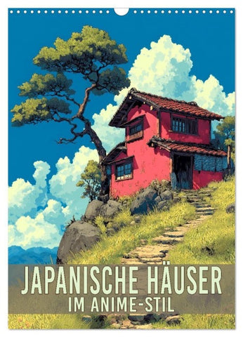 Japanische Häuser - im Anime-Stil (Wandkalender 2027 DIN A3 hoch), CALVENDO Monatskalender