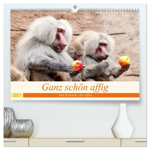 Ganz schön affig - Der Kalender der Affen (hochwertiger Premium Wandkalender 2027 DIN A2 quer), Kunstdruck in Hochglanz