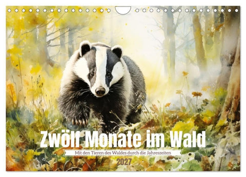Zwölf Monate im Wald (Wandkalender 2027 DIN A4 quer), CALVENDO Monatskalender