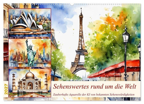 Sehenswertes rund um die Welt (Wandkalender 2027 DIN A2 quer), CALVENDO Monatskalender
