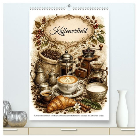Kaffeeverliebt (hochwertiger Premium Wandkalender 2027 DIN A2 hoch), Kunstdruck in Hochglanz