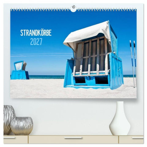Strandkörbe 2027 (hochwertiger Premium Wandkalender 2027 DIN A2 quer), Kunstdruck in Hochglanz