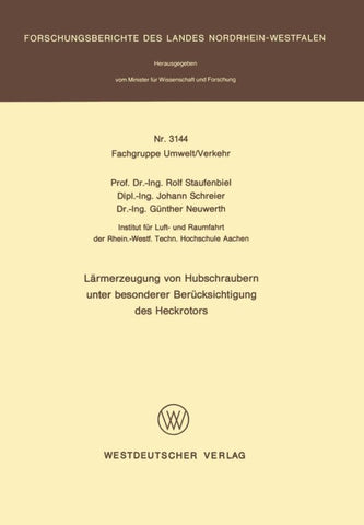 Lärmerzeugung von Hubschraubern unter besonderer Berücksichtigung des Heckrotors