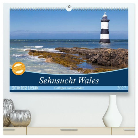 Sehnsucht Wales - Collagen eines Landes (hochwertiger Premium Wandkalender 2027 DIN A2 quer), Kunstdruck in Hochglanz