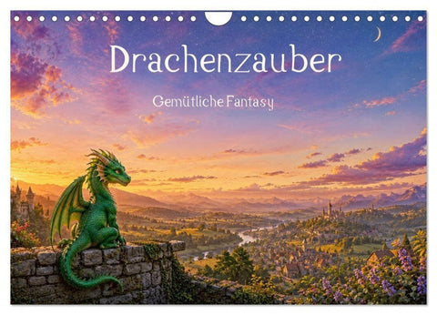 Drachenzauber - Gemütliche Fantasy (Wandkalender 2027 DIN A4 quer), CALVENDO Monatskalender