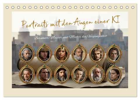 Portraits mit den Augen einer KI (Tischkalender 2027 DIN A5 quer), CALVENDO Monatskalender