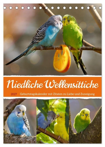 Niedliche Wellensittiche (Tischkalender 2027 DIN A5 hoch), CALVENDO Monatskalender