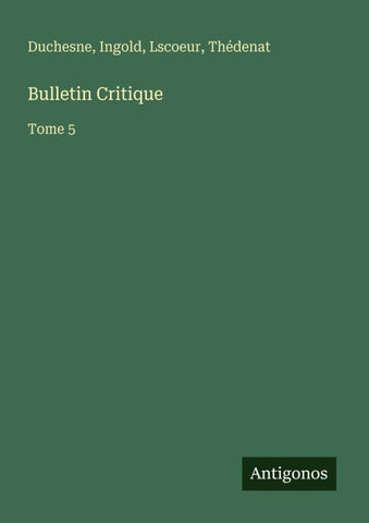 Bulletin Critique