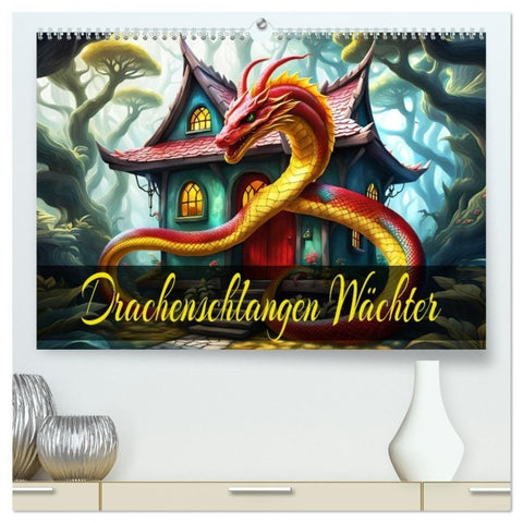 Drachenschlangen Wächter (hochwertiger Premium Wandkalender 2027 DIN A2 quer), Kunstdruck in Hochglanz