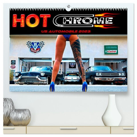 Hot Chrome US Automobile (hochwertiger Premium Wandkalender 2027 DIN A2 quer), Kunstdruck in Hochglanz