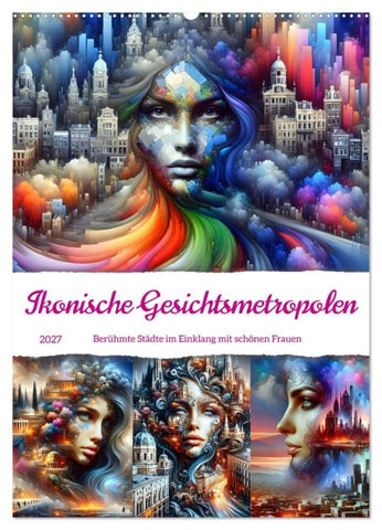 Ikonische Gesichtsmetropolen (Wandkalender 2027 DIN A2 hoch), CALVENDO Monatskalender