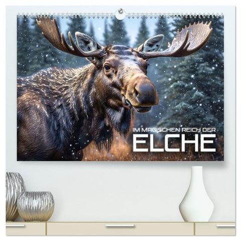 Im magischen Reich der Elche (hochwertiger Premium Wandkalender 2026 DIN A2 quer), Kunstdruck in Hochglanz