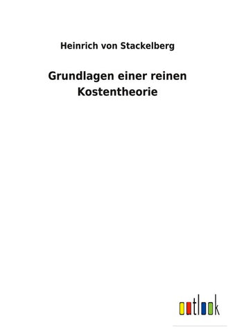 Grundlagen einer reinen Kostentheorie