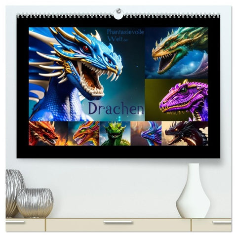 Phantasievolle Welt der Drachen (hochwertiger Premium Wandkalender 2027 DIN A2 quer), Kunstdruck in Hochglanz