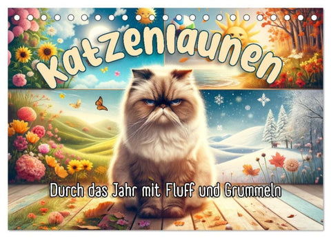 Katzenlaunen - Durch das Jahr mit Fluff und Grummeln (Tischkalender 2027 DIN A5 quer), CALVENDO Monatskalender
