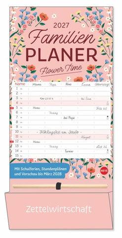 Deko-Familienplaner mit Tasche Flower Time 2027