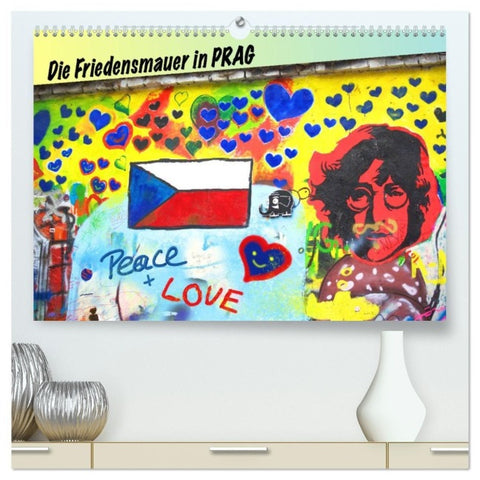 Die Friedensmauer in Prag (hochwertiger Premium Wandkalender 2027 DIN A2 quer), Kunstdruck in Hochglanz