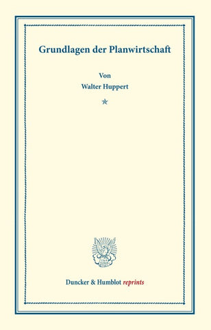 Grundlagen der Planwirtschaft.