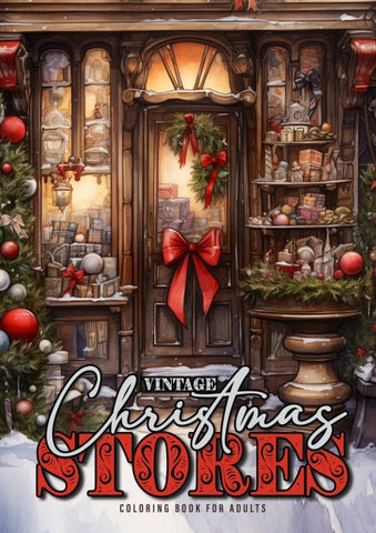 Vintage Weihnachtsladen Malbuch für Erwachsene