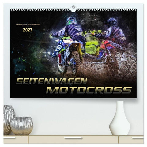 Seitenwagen Motocross (hochwertiger Premium Wandkalender 2027 DIN A2 quer), Kunstdruck in Hochglanz