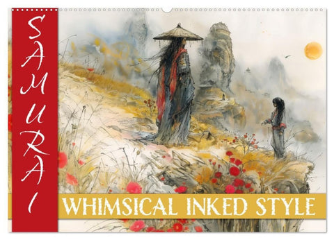 Samurai - whimsical inked style (Wandkalender 2027 DIN A2 quer), CALVENDO Monatskalender