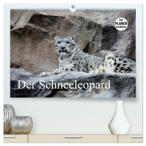 Der Schneeleopard (hochwertiger Premium Wandkalender 2027 DIN A2 quer), Kunstdruck in Hochglanz