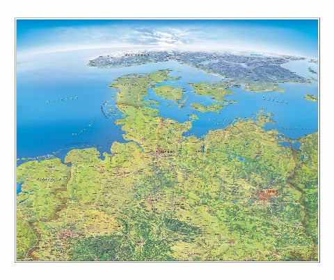 Panoramakarte Norddeutschland, einseitig laminiert