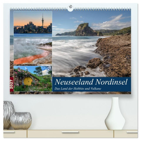Neuseeland Nordinsel - Das Land der Hobbits und Vulkane (hochwertiger Premium Wandkalender 2027 DIN A2 quer), Kunstdruck in Hochglanz