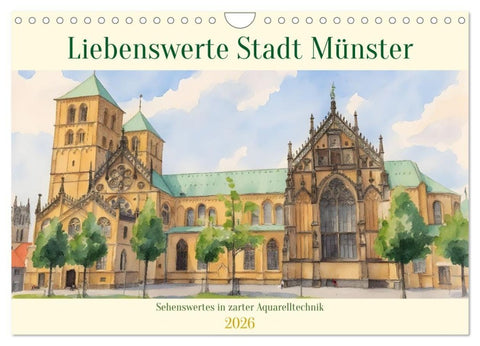 Liebenswerte Stadt Münster (Wandkalender 2026 DIN A4 quer), CALVENDO Monatskalender