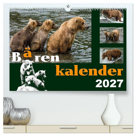 Bärenkalender (hochwertiger Premium Wandkalender 2027 DIN A2 quer), Kunstdruck in Hochglanz