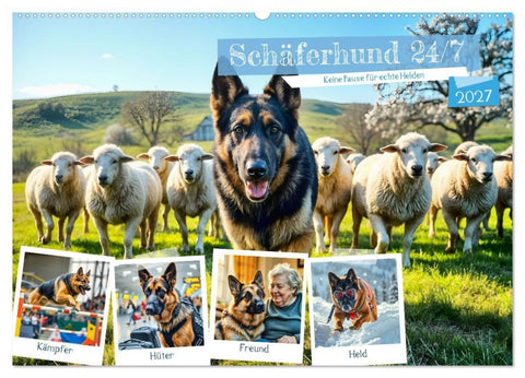 Schäferhund 24/7 - Keine Pause für echte Helden (Wandkalender 2027 DIN A2 quer), CALVENDO Monatskalender