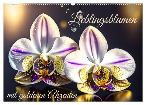 Lieblingsblumen mit goldenen Akzenten (Wandkalender 2027 DIN A2 quer), CALVENDO Monatskalender
