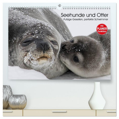 Seehunde und Otter. Putzige Gesellen, perfekte Schwimmer (hochwertiger Premium Wandkalender 2027 DIN A2 quer), Kunstdruck in Hochglanz