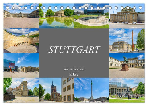 Stuttgart Stadtrundgang (Tischkalender 2027 DIN A5 quer), CALVENDO Monatskalender
