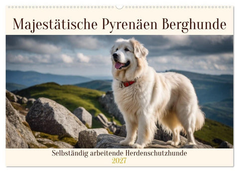 Majestätische Pyrenäen Berghunde (Wandkalender 2027 DIN A2 quer), CALVENDO Monatskalender