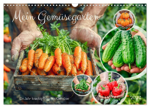 Mein Gemüsegarten - Ein Jahr knackig frisches Gemüse (Wandkalender 2026 DIN A3 quer), CALVENDO Monatskalender