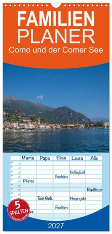 Familienplaner 2027 - Como und der Comer See mit 5 Spalten (Wandkalender, 21 x 45 cm) CALVENDO