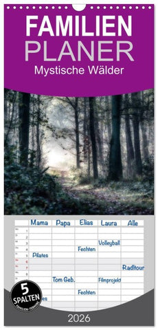 Familienplaner 2026 - Mystische Wälder mit 5 Spalten (Wandkalender, 21 x 45 cm) CALVENDO