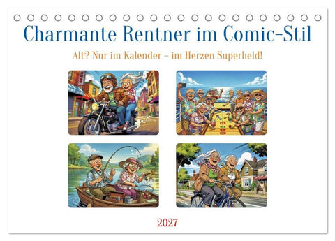 Charmante Rentner im Comic-Stil (Tischkalender 2027 DIN A5 quer), CALVENDO Monatskalender