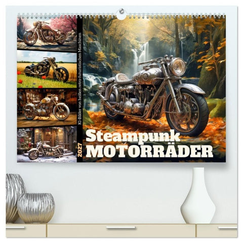 Steampunk Motorräder (hochwertiger Premium Wandkalender 2027 DIN A2 quer), Kunstdruck in Hochglanz