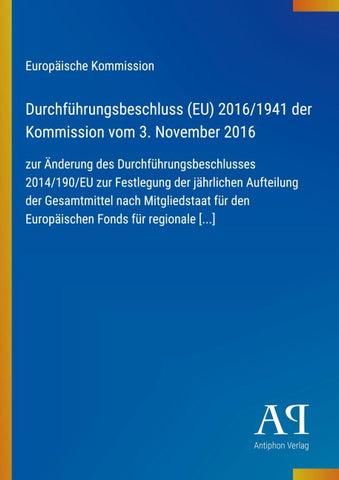 Durchführungsbeschluss (EU) 2016/1941 der Kommission vom 3. November 2016