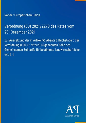 Verordnung (EU) 2021/2278 des Rates vom 20. Dezember 2021