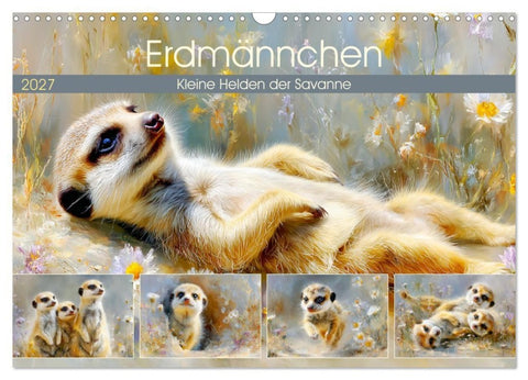 Erdmännchen. Kleine Helden der Savanne (Wandkalender 2027 DIN A3 quer), CALVENDO Monatskalender