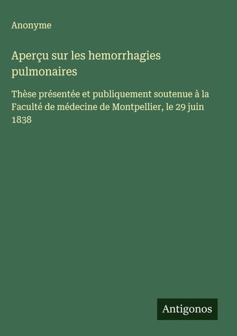 Aperçu sur les hemorrhagies pulmonaires