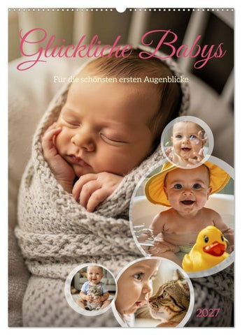 Glückliche Babys (Wandkalender 2027 DIN A2 hoch), CALVENDO Monatskalender
