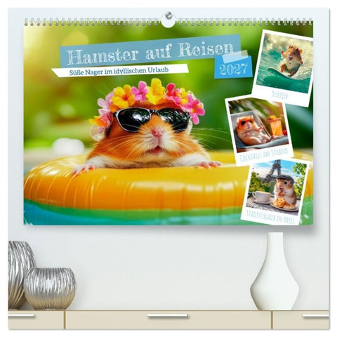 Hamster auf Reisen (hochwertiger Premium Wandkalender 2027 DIN A2 quer), Kunstdruck in Hochglanz