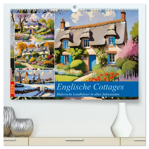 Englische Cottages (hochwertiger Premium Wandkalender 2026 DIN A2 quer), Kunstdruck in Hochglanz