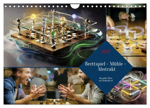 Brettspiel - Mühle - Abstrakt (Wandkalender 2027 DIN A4 quer), CALVENDO Monatskalender